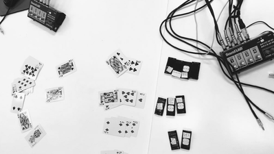 Sound performance - playing cards, mp3 players and mixers
